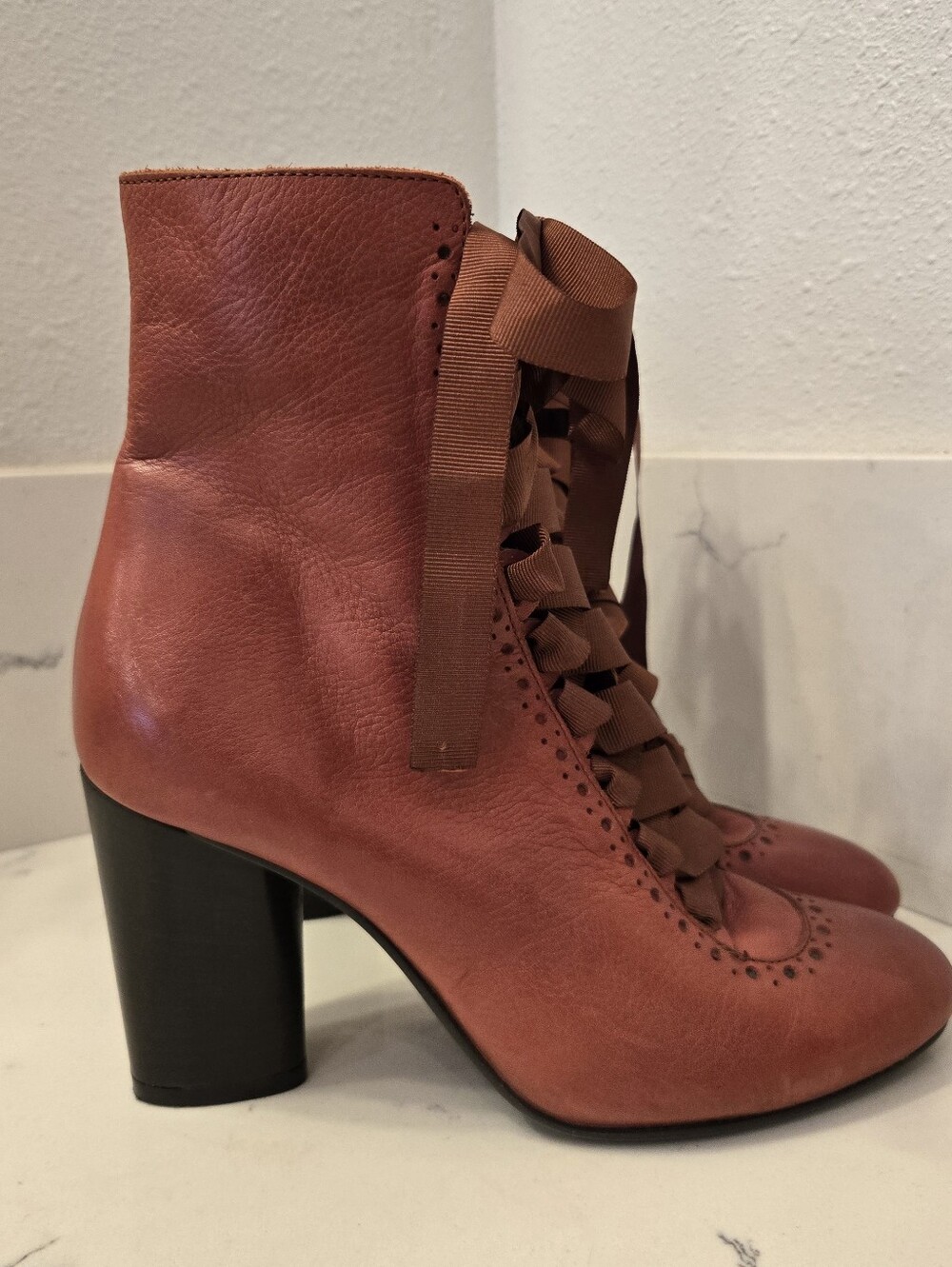 Sundance Victorian Leather Lace Up Ankle Boots Made In Italy Size 37